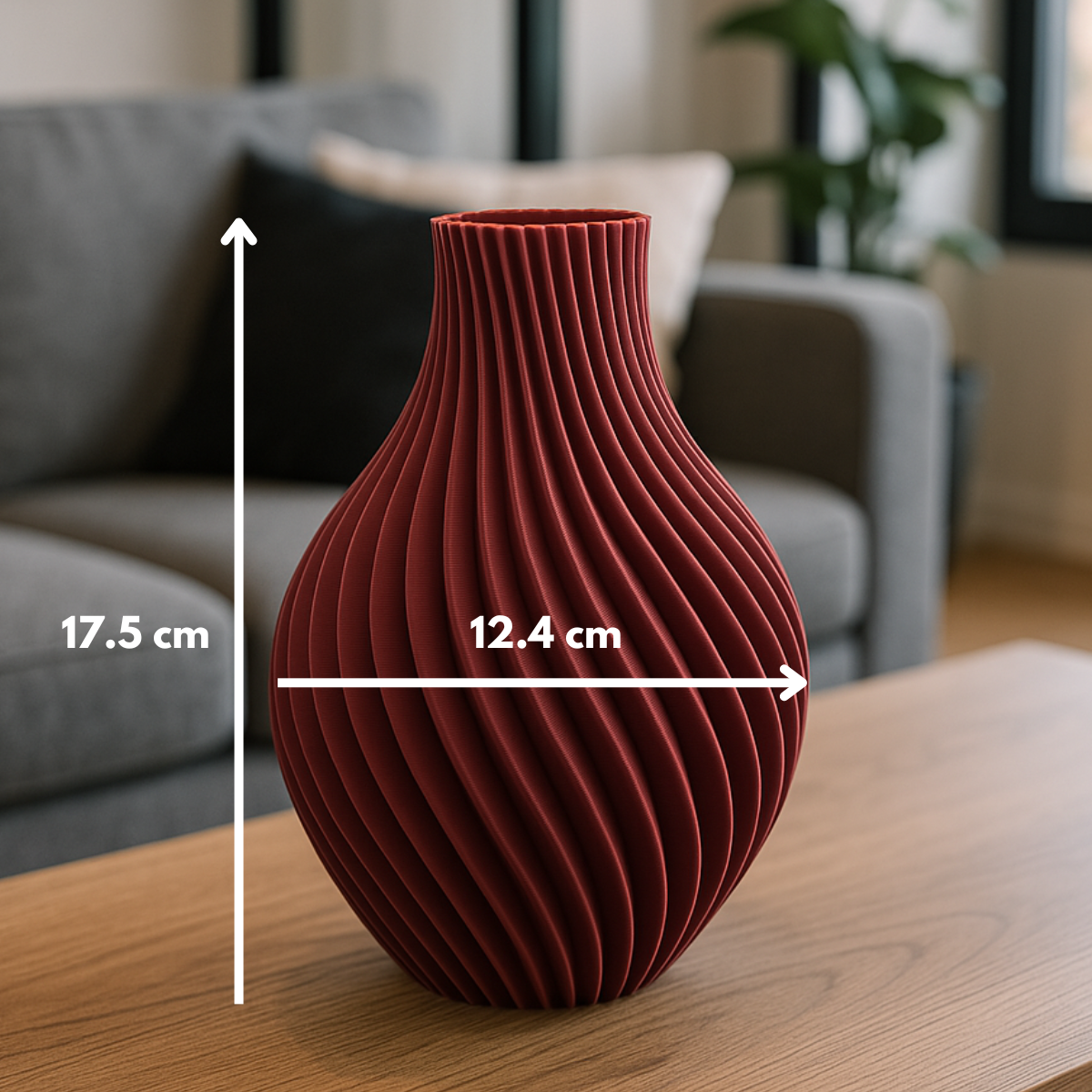 Vaza Decorativa Moderna pentru Flori Uscate, Design Spirala, Printata 3D, Fabricata din Plastic PLA Durabil