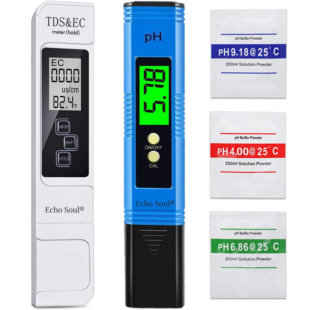 Set 2 Testere Digitale pentru Calitatea Apei – Măsoară pH, TDS, Puritate și Temperatură în 3 Secunde