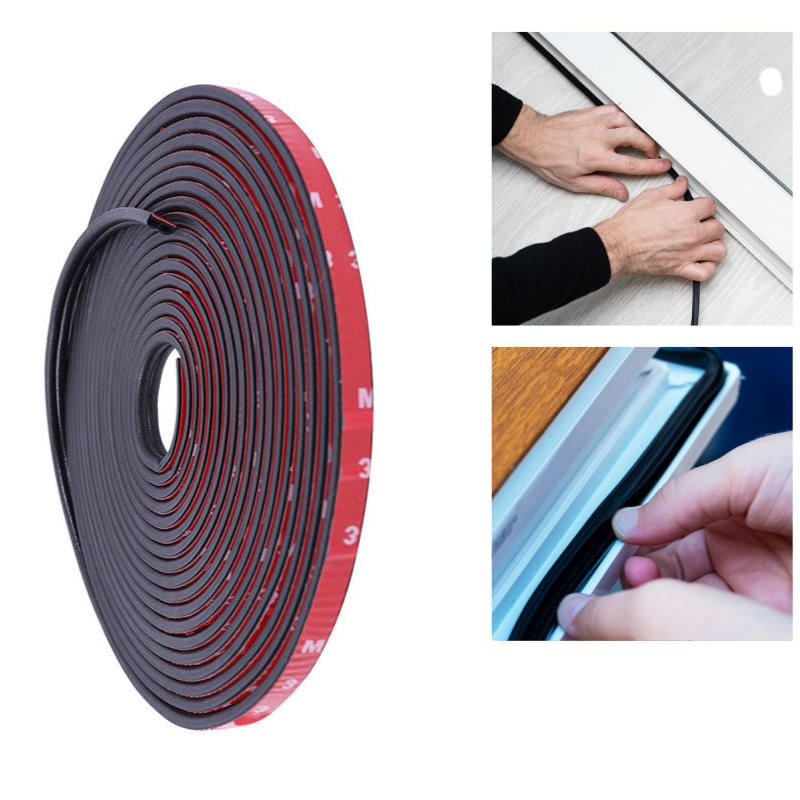 Banda Autoadeziva pentru Izolarea Fonica si Termica a Usilor si Ferestrelor, 13 mm x 5 mm, Lungime 5 Metri, Profil B, Adeziv Premium Marca 3M