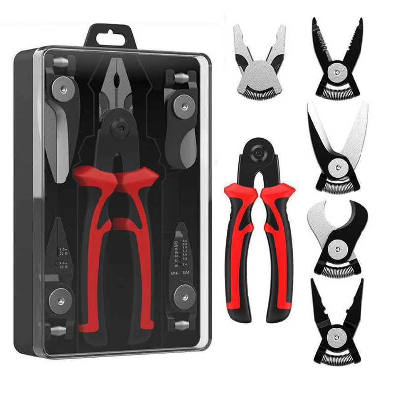 Set Clește Multifuncțional 5 în 1 – Patent, Dezizolator, Sertizor, Tăietor Cabluri, Foarfecă – Maner Ergonomic, Otel Durabil