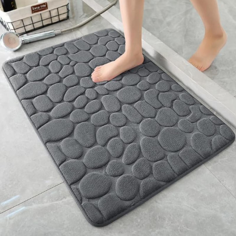 Covor de baie antiderapant, ultra absorbant, poliester si spuma de memorie, uscare rapida, dimensiune 60 x 40 cm