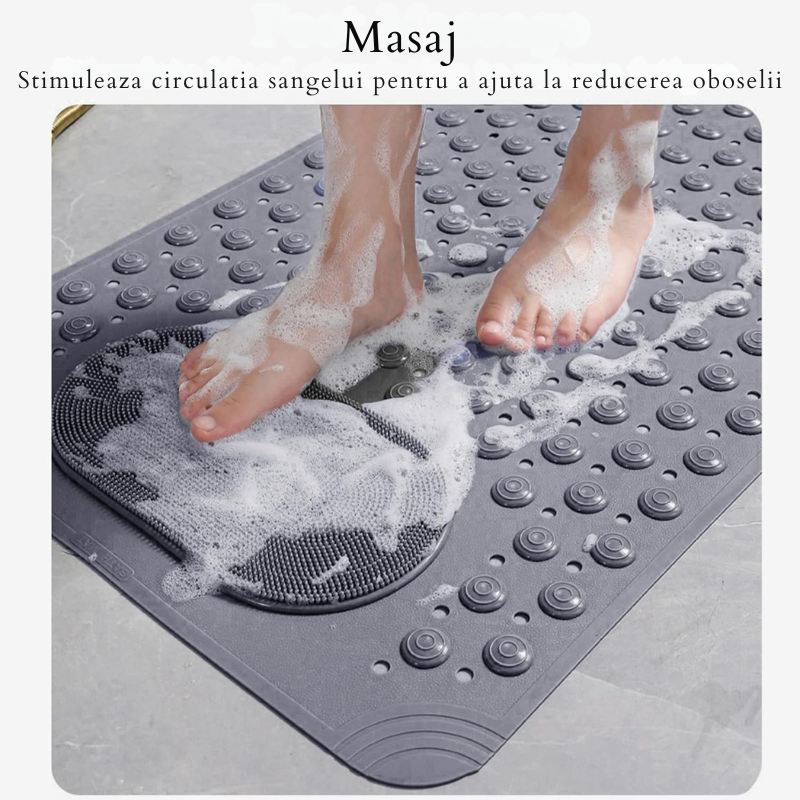 Covor pentru Cada si Dus, 70 x 36 cm, Covor Antiderapant cu Ventuze, Design cu Orificii de Drenaj, Masaj pentru Picioare, Protectie Anti-Alunecare