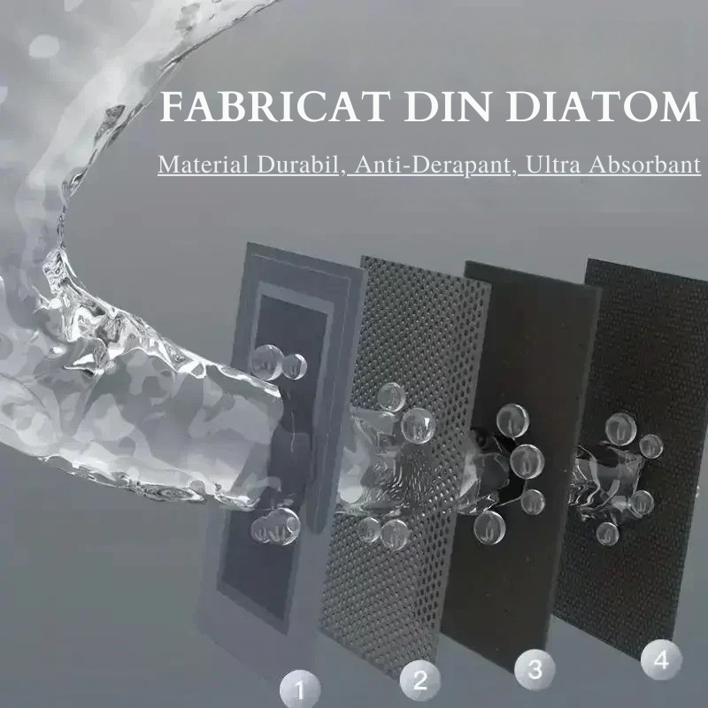 Covor de baie antiderapant, ultra absorbant, universal Fabricat din Diatom si Spuma de Silicon, dimensiune 60 x 40 cm, Model Marmura