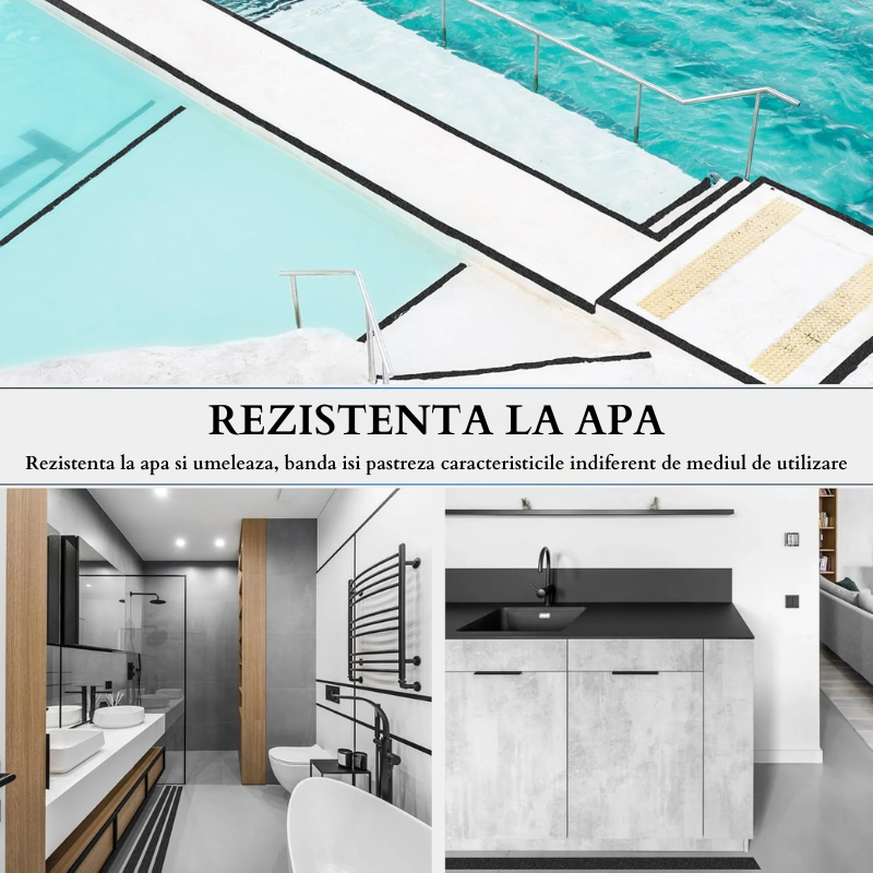 Banda Adeziva Anti-Alunecare pentru Scari, 2.5cm x 5 m, Rezistenta la Apa, Uz Interior/Exterior, Adeziv Puternic