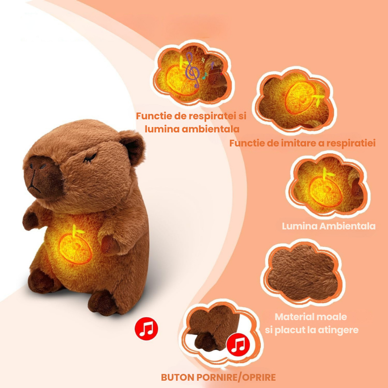 Capybara de Pluș pentru Copii – Jucărie de Somn Liniștitor, 25 cm