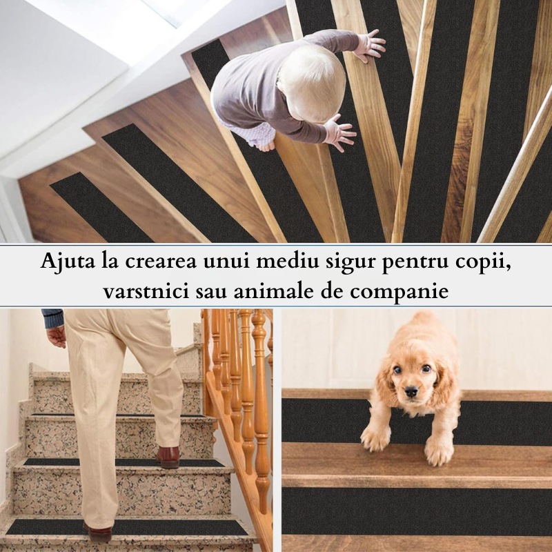 Banda Adeziva Anti-Alunecare pentru Scari, 2.5cm x 5 m, Rezistenta la Apa, Uz Interior/Exterior, Adeziv Puternic