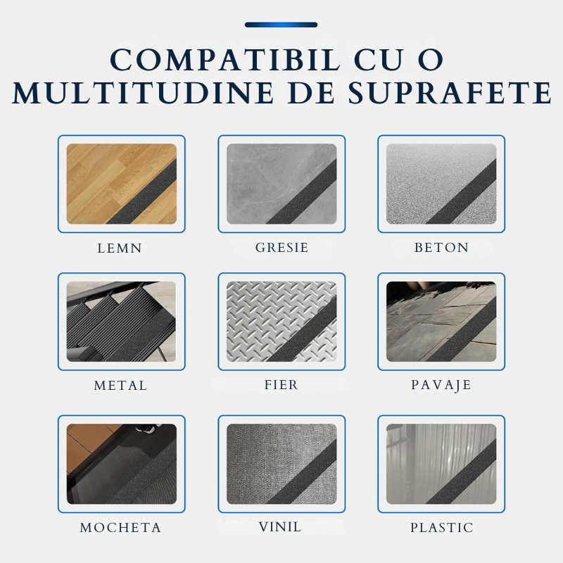 Banda Adeziva Anti-Alunecare pentru Scari, 2.5cm x 5 m, Rezistenta la Apa, Uz Interior/Exterior, Adeziv Puternic