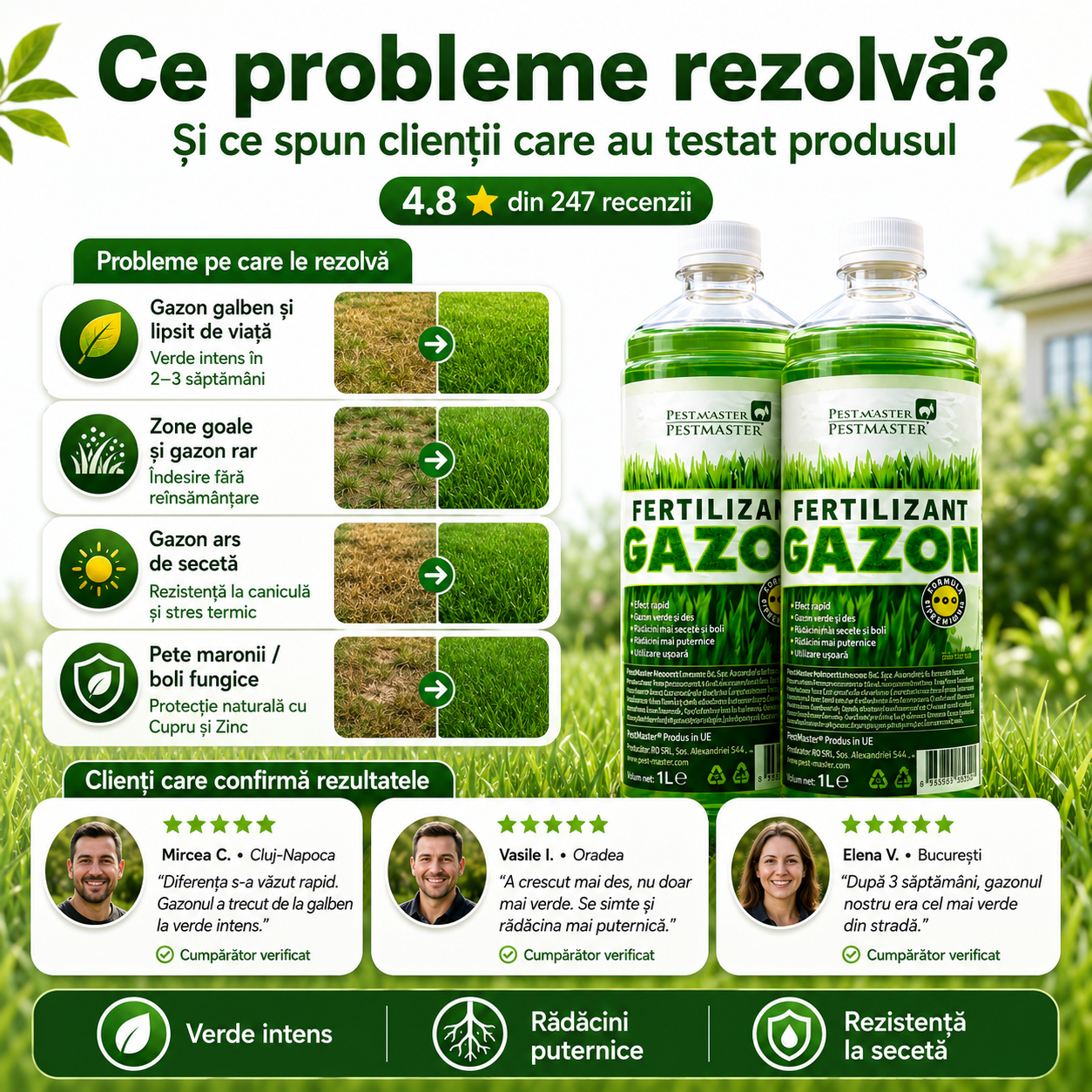 Fertilizant Pentru Gazon PestMaster - 1 litru + 1 litru GRATIS