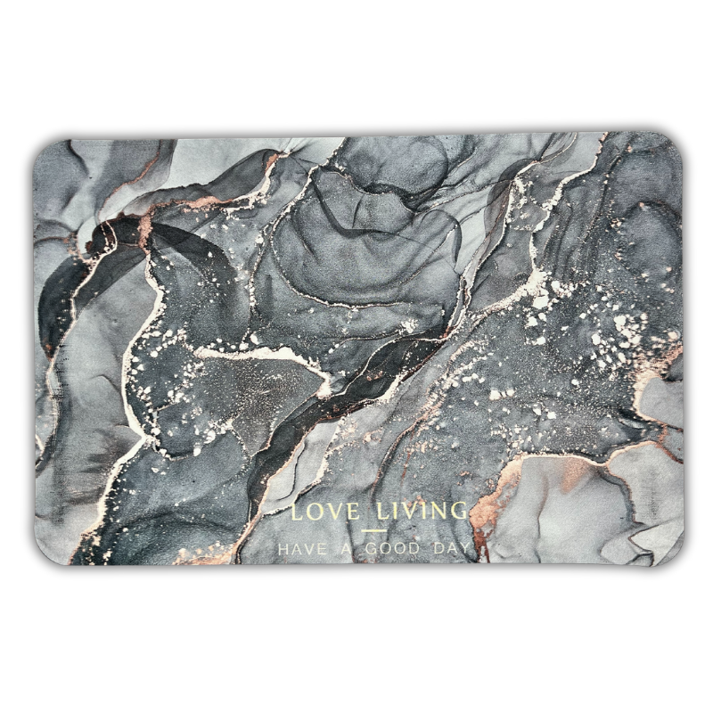 Covor de baie antiderapant, ultra absorbant, universal Fabricat din Diatom si Spuma de Silicon, dimensiune 60 x 40 cm, Model Marmura