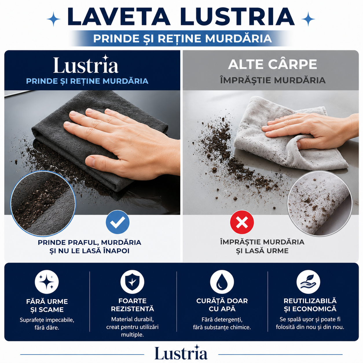 Lustria™ – Set 5 Lavete Premium din Microfibră