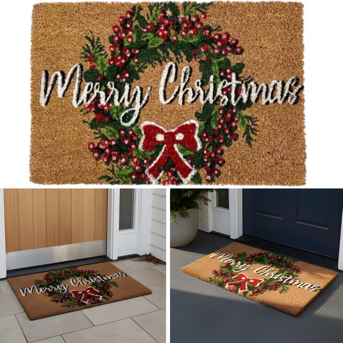 Covoras de Intrare cu tematica de Craciun, 60 x 40 cm, Model Merry Christmas