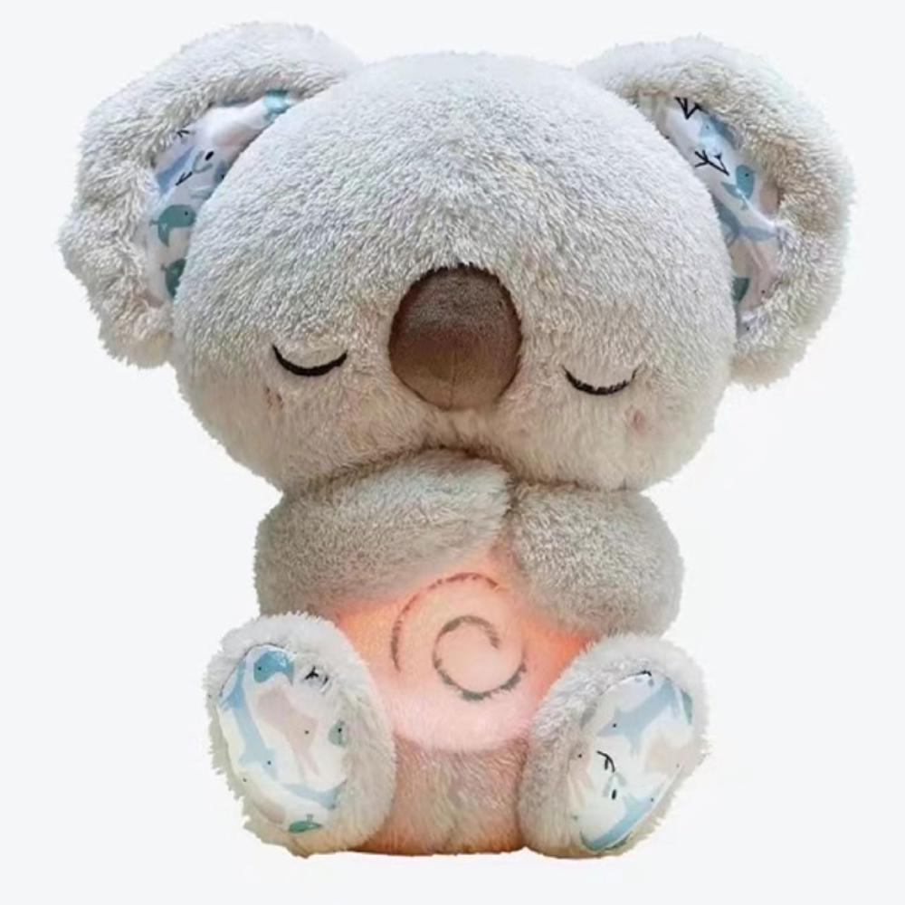 Jucarie Pentru Somn Relaxant, Model Baby Koala, Interactiva Bebelusi, Functie de Imitare a Respiratiei, Efecte Muzicale si Luminoase, Pentru Copii 0 - 3 ani, Dimensiune 25 cm, Culoare Gri