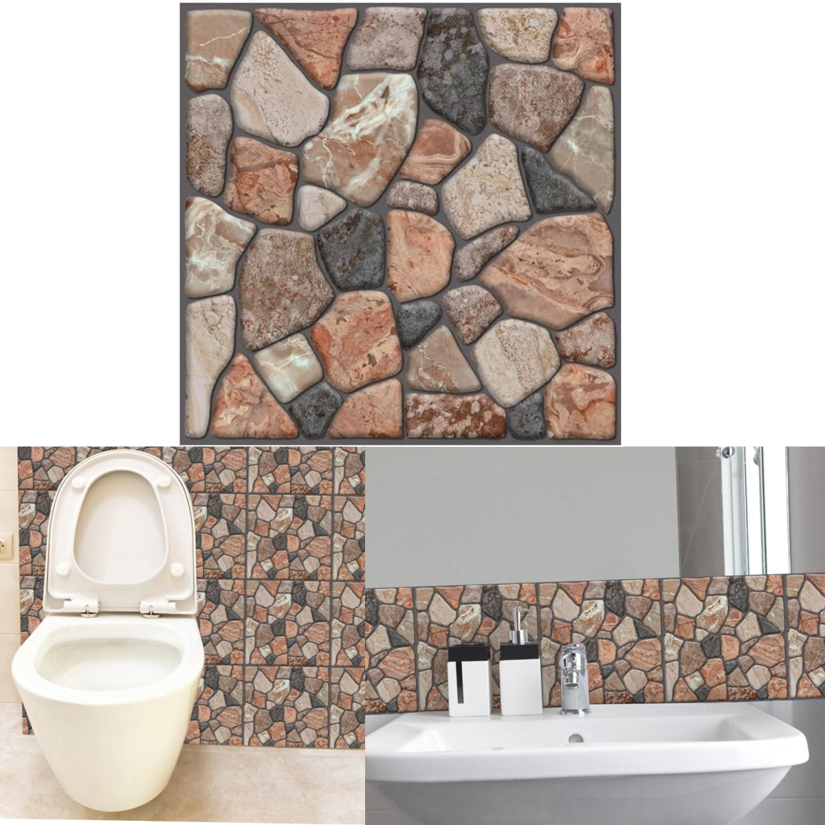 Set 20 Placi Tapet Autocolant 3D, 30 x 30 cm, Model Piatra, Suprafata Acoperita 1.8 mp