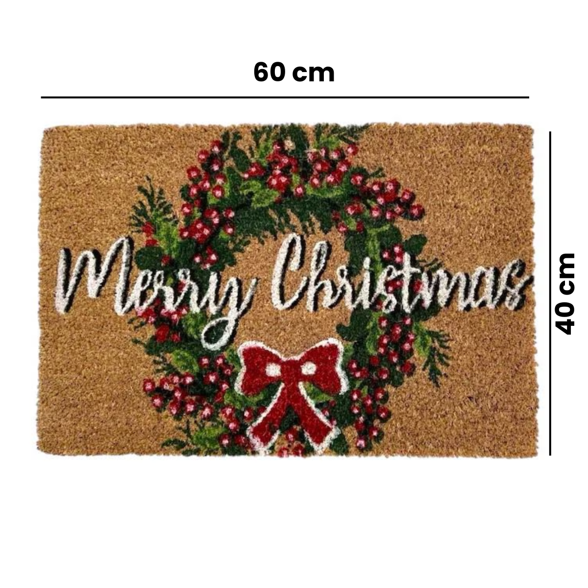 Covoras de Intrare cu tematica de Craciun, 60 x 40 cm, Model Merry Christmas