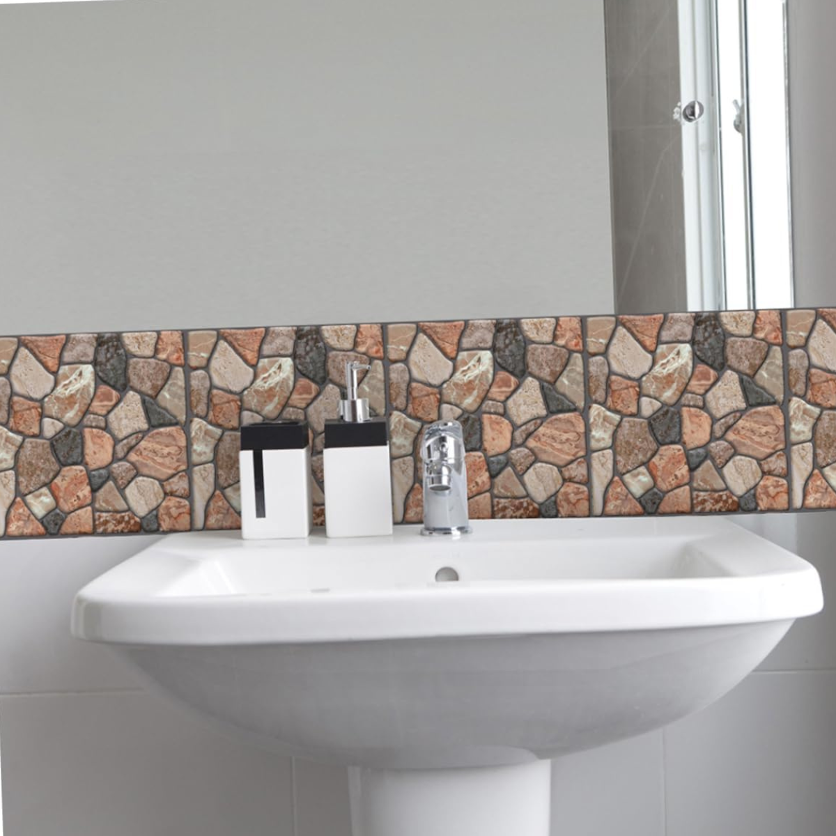 Set 20 Placi Tapet Autocolant 3D, 30 x 30 cm, Model Piatra, Suprafata Acoperita 1.8 mp