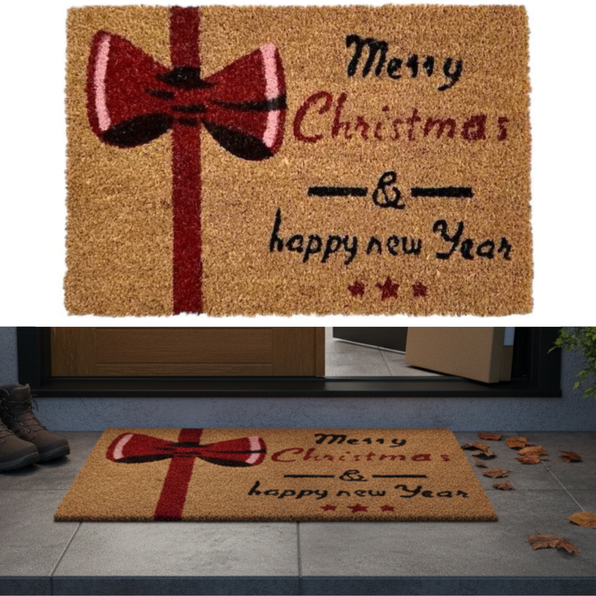 Covoras de Intrare cu tematica de Craciun, 60 x 40 cm, Model Merry Christmas