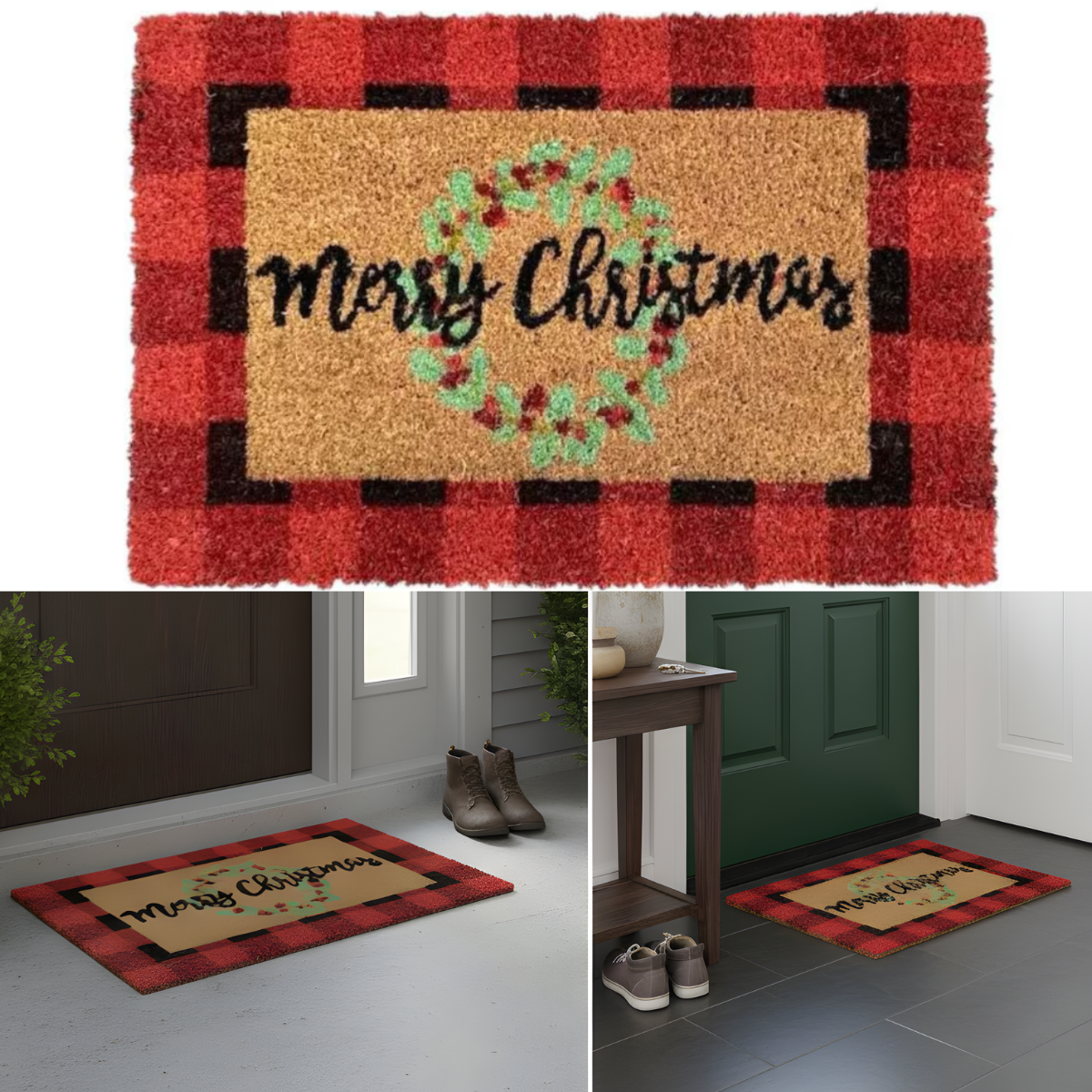 Covoras de Intrare cu tematica de Craciun, 60 x 40 cm, Model Merry Christmas