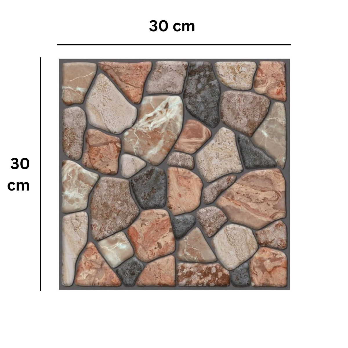 Set 20 Placi Tapet Autocolant 3D, 30 x 30 cm, Model Piatra, Suprafata Acoperita 1.8 mp