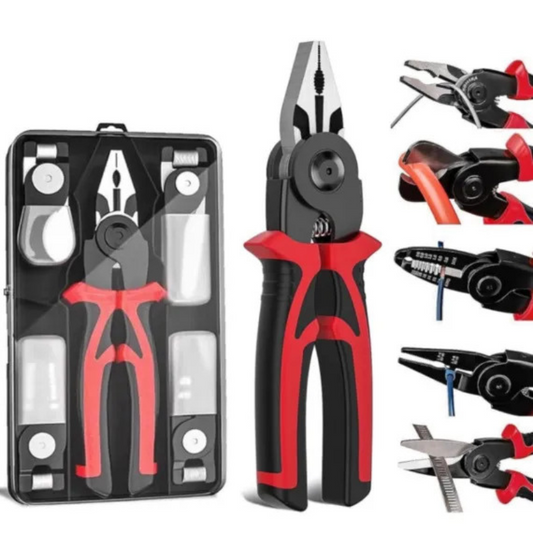 Set Clește Multifuncțional 5 în 1 – Patent, Dezizolator, Sertizor, Tăietor Cabluri, Foarfecă – Maner Ergonomic, Otel Durabil