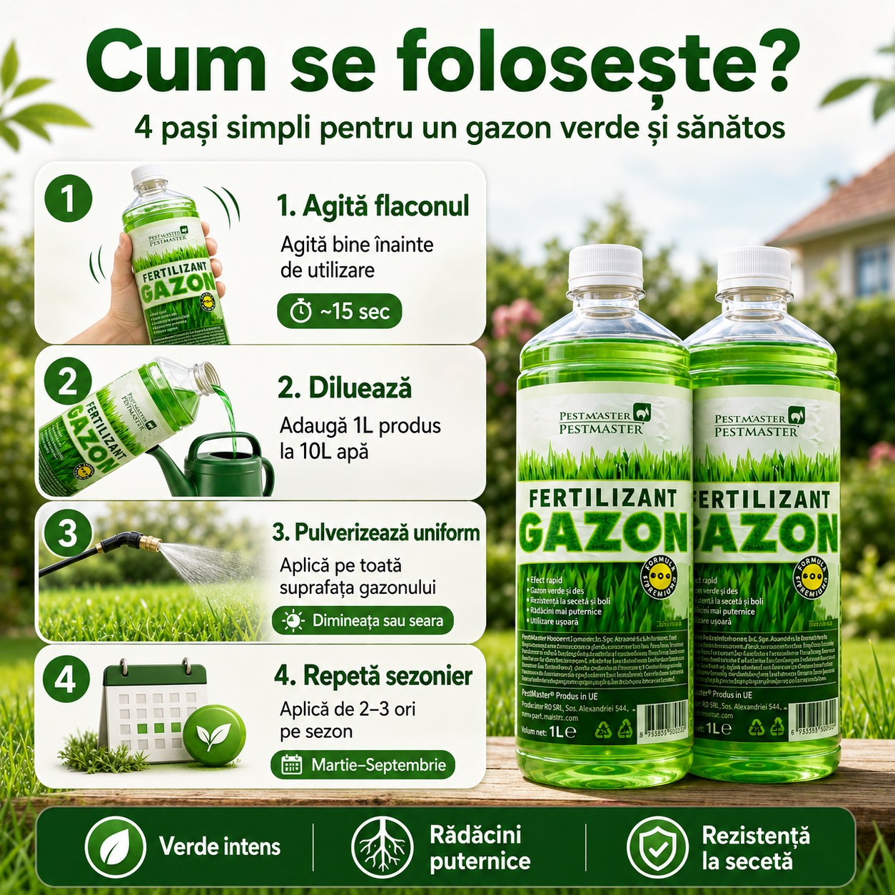 Fertilizant Pentru Gazon PestMaster - 1 litru + 1 litru GRATIS