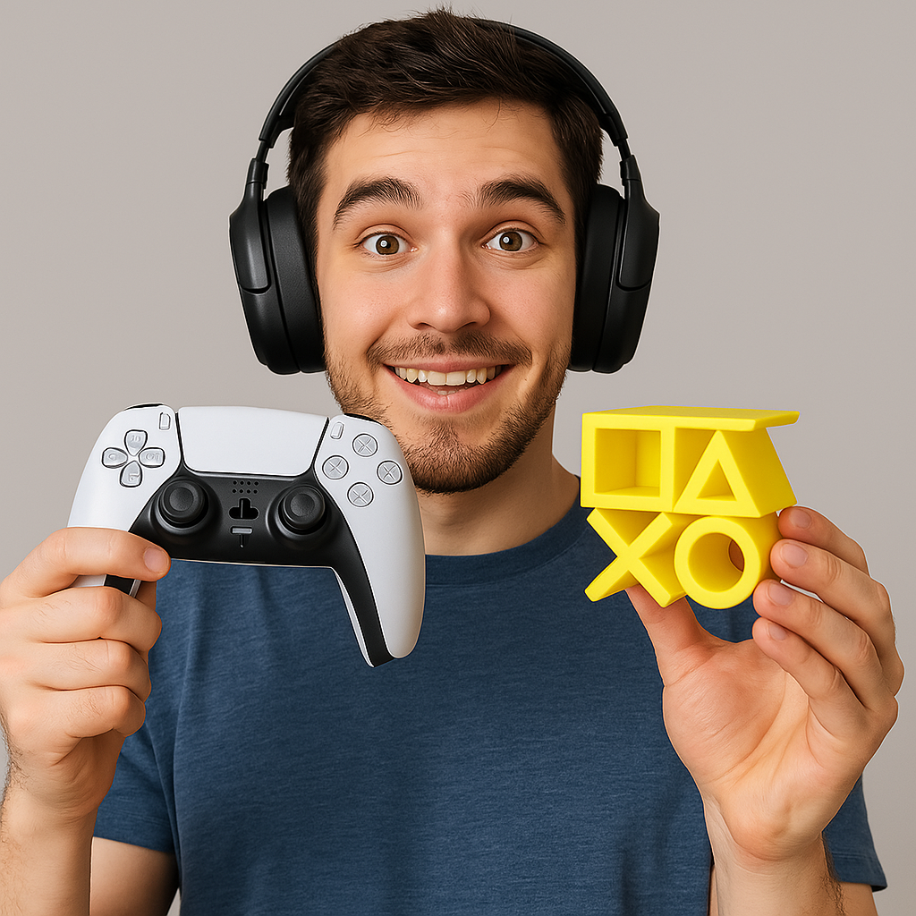Suport Controller Gaming, Compatibil Playstation 5, Culoare Galben Glow in the Dark, Cadou pentru El, Printat 3D