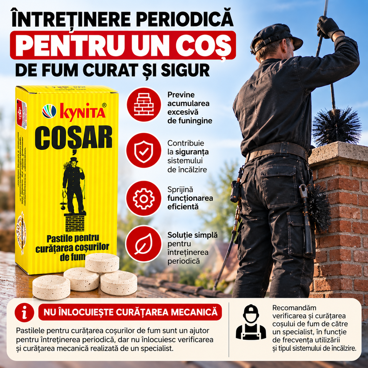 Pastile Curățare Coș de Fum și Horn, Îndepărtare Funingine și Gudron, pentru Sobe pe Lemne și Cărbuni