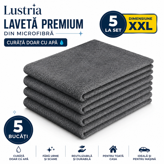Lustria™ – Set 5 Lavete Premium din Microfibră