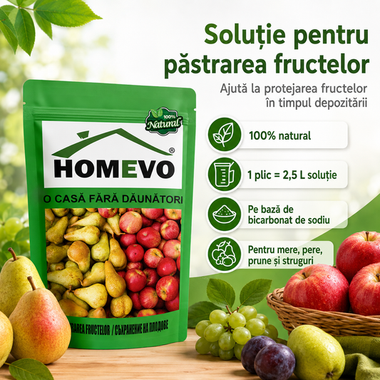 Soluție Naturală pentru Păstrarea Fructelor și Legumelor, 50 g – Protecție la Depozitare